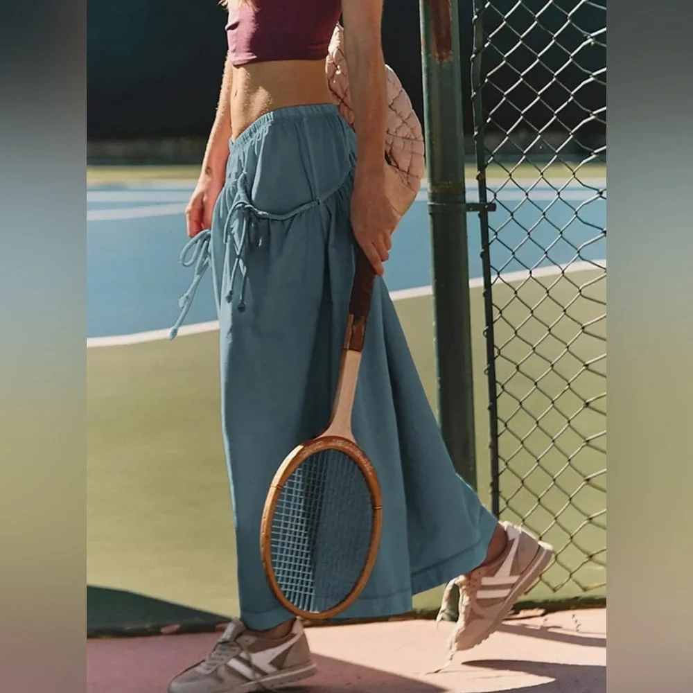 Stylish Blue Women's Wide-Leg Pants - Picture 4 of 4